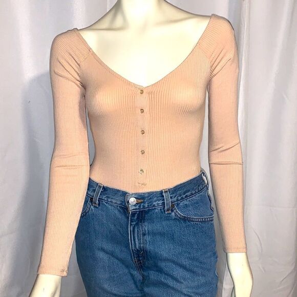 Forever 21 neutral beige bodysuit. Size small - Picture 1 of 5